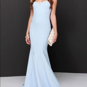 Lulu’s Strapless Blue Maxi Dress